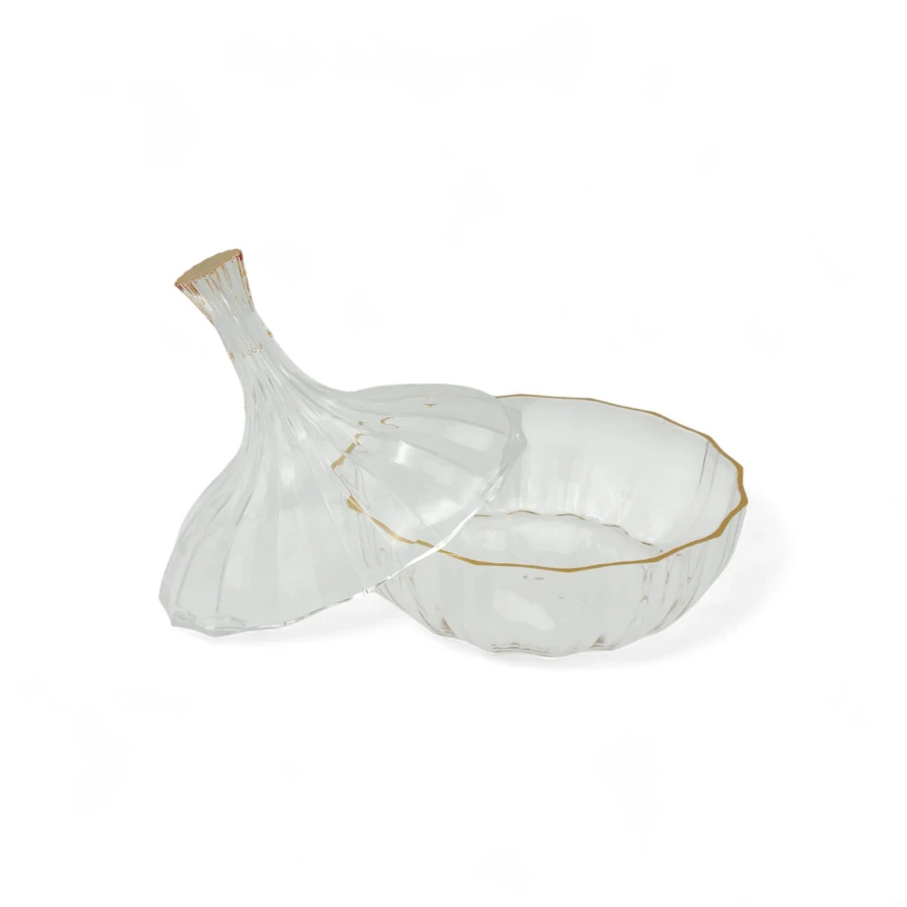 Elegant Serving Dish with Lid – 22cm | Shatter-Resistant | Gold Motif Design | Premium Tableware for Dining & Entertaining - Damoo