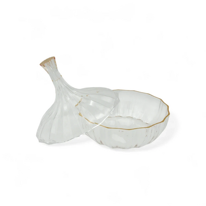 Elegant Serving Dish with Lid – 22cm | Shatter-Resistant | Gold Motif Design | Premium Tableware for Dining & Entertaining - Damoo