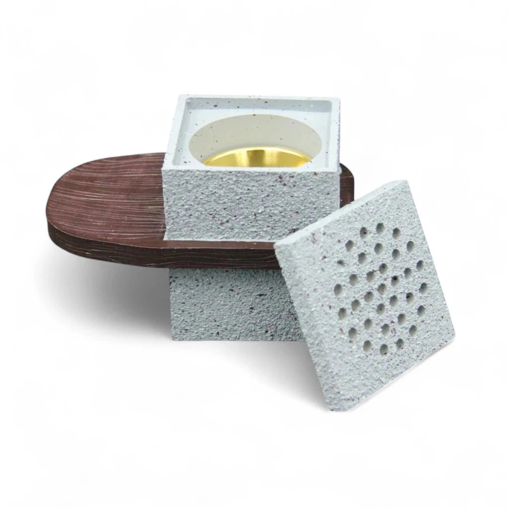 Cherry Luxury Censers - Elegant Oud & Bakhoor Incense Burners - Sophisticated Home Fragrance Accessory - White & Brown - Damoo
