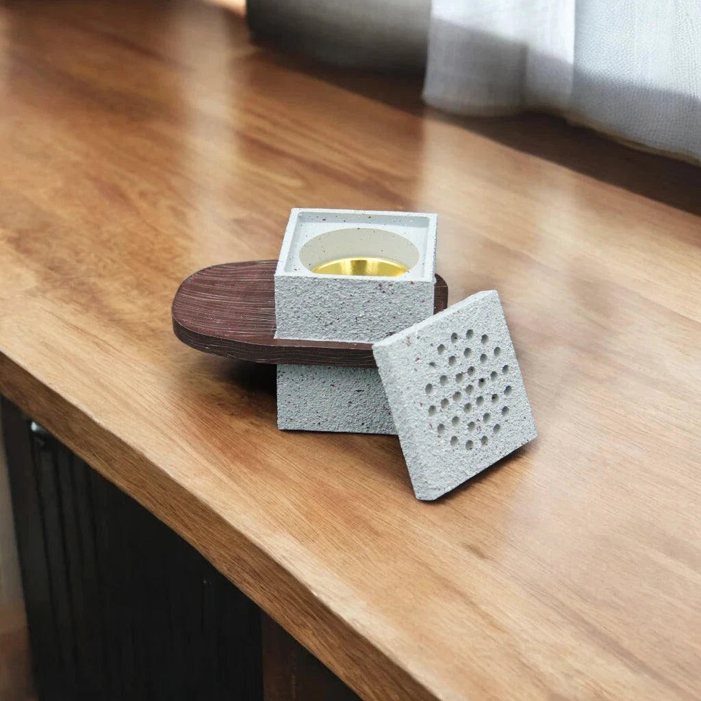 Cherry Luxury Censers - Elegant Oud & Bakhoor Incense Burners - Sophisticated Home Fragrance Accessory - White & Brown - Damoo