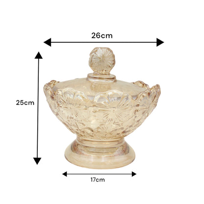 Bloom Crystal Candy Bowl – Exquisite Men’s Serving Piece with Brilliant Cut Design – Elegant Glassware for Chocolates, Nuts & Treats – Dishwasher Safe & Durable – Perfect Gift for Housewarming, Parties & Special Occasions – SUG1407A/G (gold) - Damoo