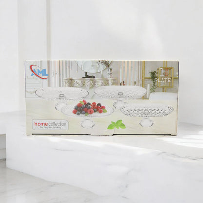AML Home Collection Elegant Crystal Glass Cake Stand with Pedestal Base – Decorative Round Dessert Display Plate for Cakes, Cupcakes, Pastries, Fruits & Appetizers – Durable Clear Glass Serving Platter for Weddings, Parties & Home Decor (p155911) - Damoo