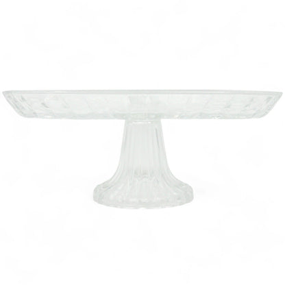 AML Home Collection Elegant Crystal Glass Cake Stand with Pedestal Base – Decorative Round Dessert Display Plate for Cakes, Cupcakes, Pastries, Fruits & Appetizers – Durable Clear Glass Serving Platter for Weddings, Parties & Home Decor - Damoo