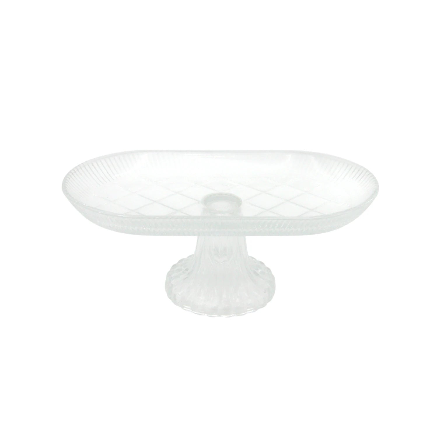 AML Home Collection Elegant Crystal Glass Cake Stand with Pedestal Base – Decorative Round Dessert Display Plate for Cakes, Cupcakes, Pastries, Fruits & Appetizers – Durable Clear Glass Serving Platter for Weddings, Parties & Home Decor (p155911B)) - Damoo
