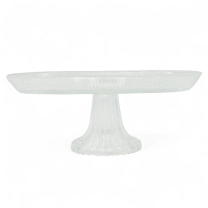 AML Home Collection Elegant Crystal Glass Cake Stand with Pedestal Base – Decorative Round Dessert Display Plate for Cakes, Cupcakes, Pastries, Fruits & Appetizers – Durable Clear Glass Serving Platter for Weddings, Parties & Home Decor (p155911B)) - Damoo