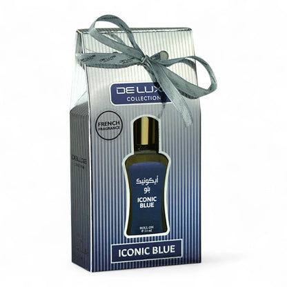 Iconic Blue Roll-On Perfume Oil 36ml – Concentrated Oriental Musky Attar with Lavender, Citrus, Rose & Patchouli Notes - Damoo