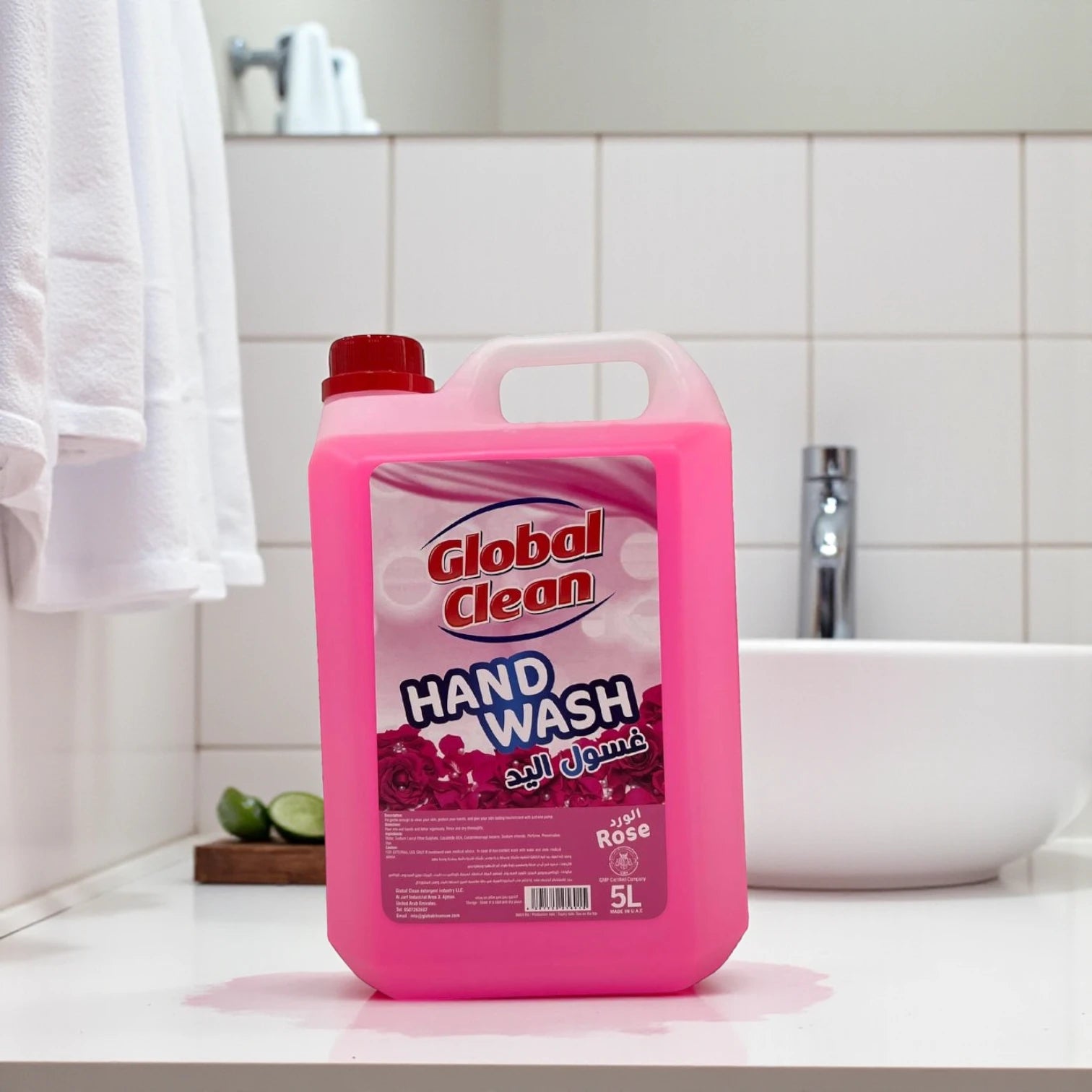 Global Clean Rose Hand Wash – 5L – Softening & Refreshing Liquid Soap with Long-Lasting Floral Scent - Damoo