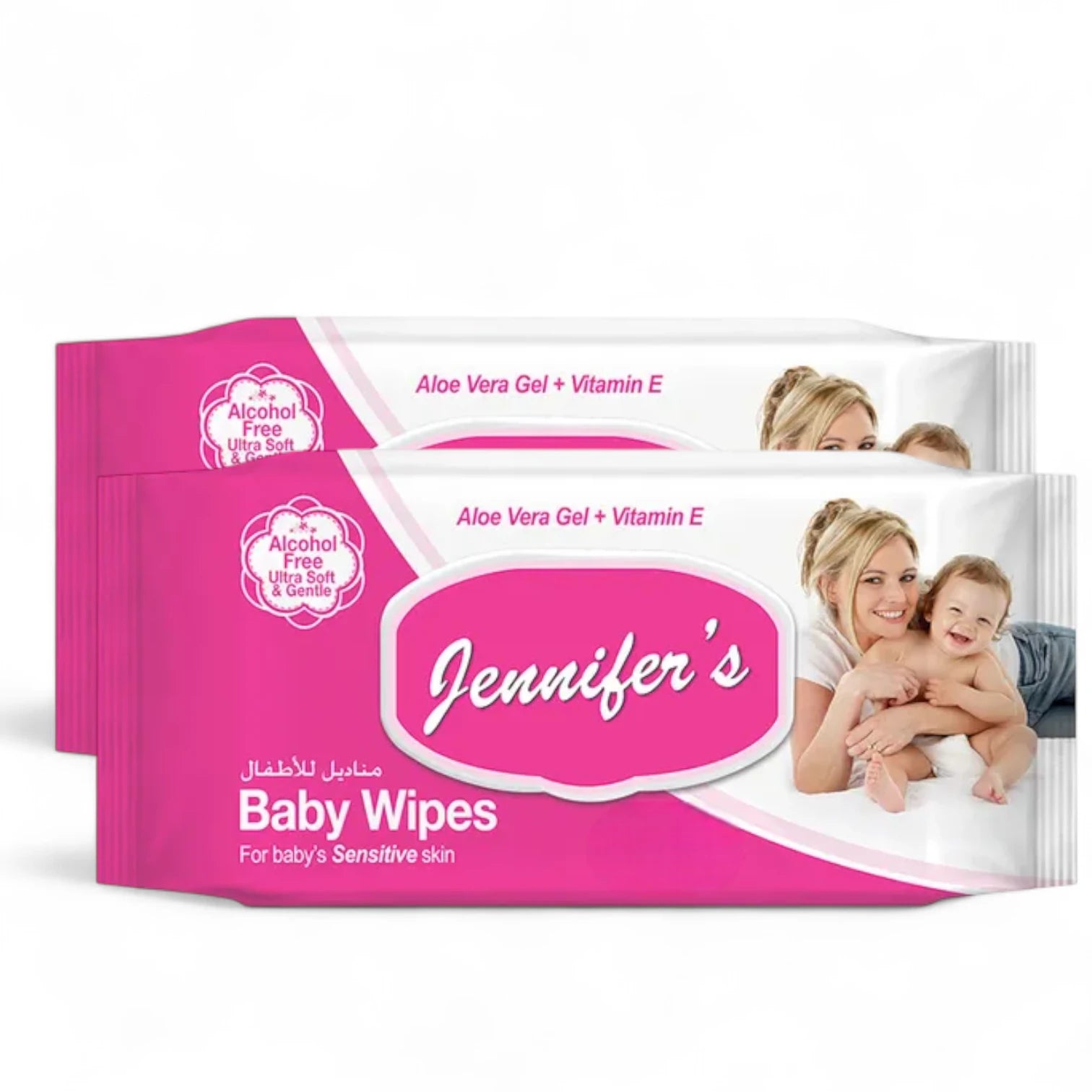 Jennifer's Baby Wipes 2 Packs x 30s (60 Wipes Total) | Soft & Gentle | Aloe Vera & Vitamin E | Alcohol-Free for Sensitive Skin - Damoo