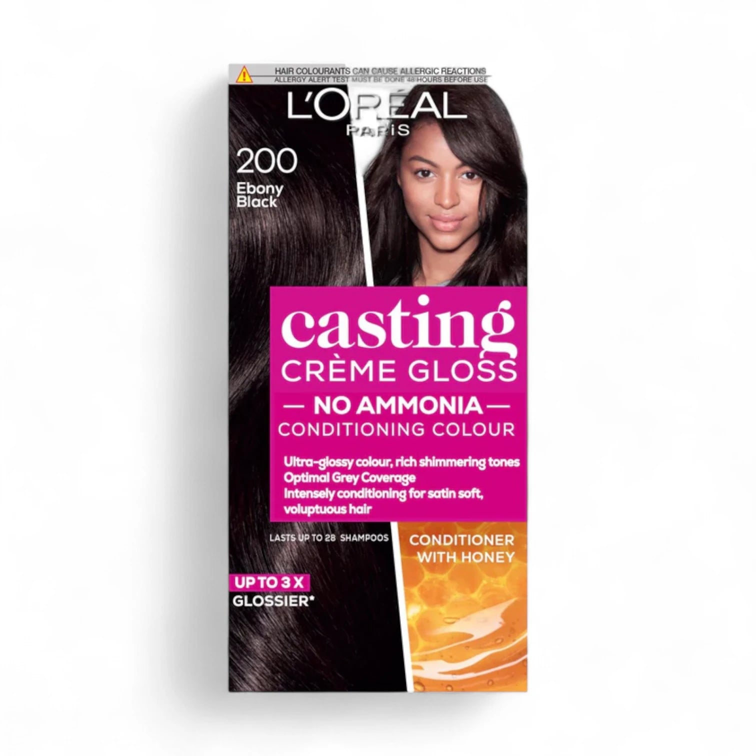 L’Oréal Paris Casting Crème Gloss Hair Dye 200 Ebony Black | Ammonia-Free Semi-Permanent Color with Coconut Oil – Lasts up to 28 Washes - Damoo