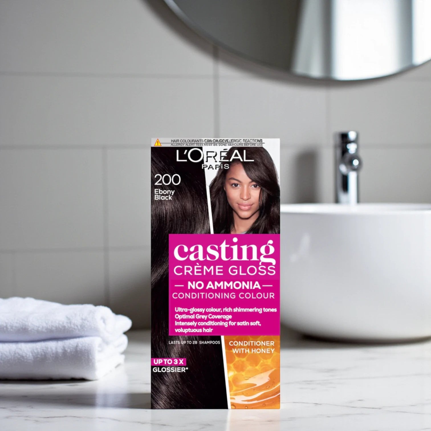 L’Oréal Paris Casting Crème Gloss Hair Dye 200 Ebony Black | Ammonia-Free Semi-Permanent Color with Coconut Oil – Lasts up to 28 Washes - Damoo