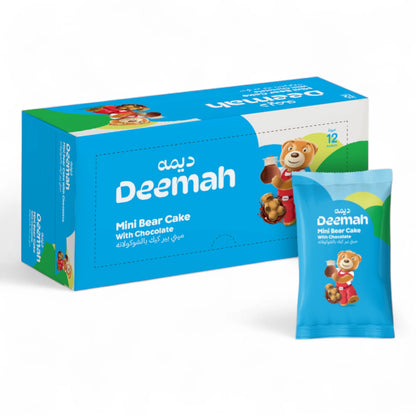 Deemah Mini Bear Chocolate Cake – Pack of 12 x 30g – Soft Halal Snack for Kids & Lunchboxes - Damoo