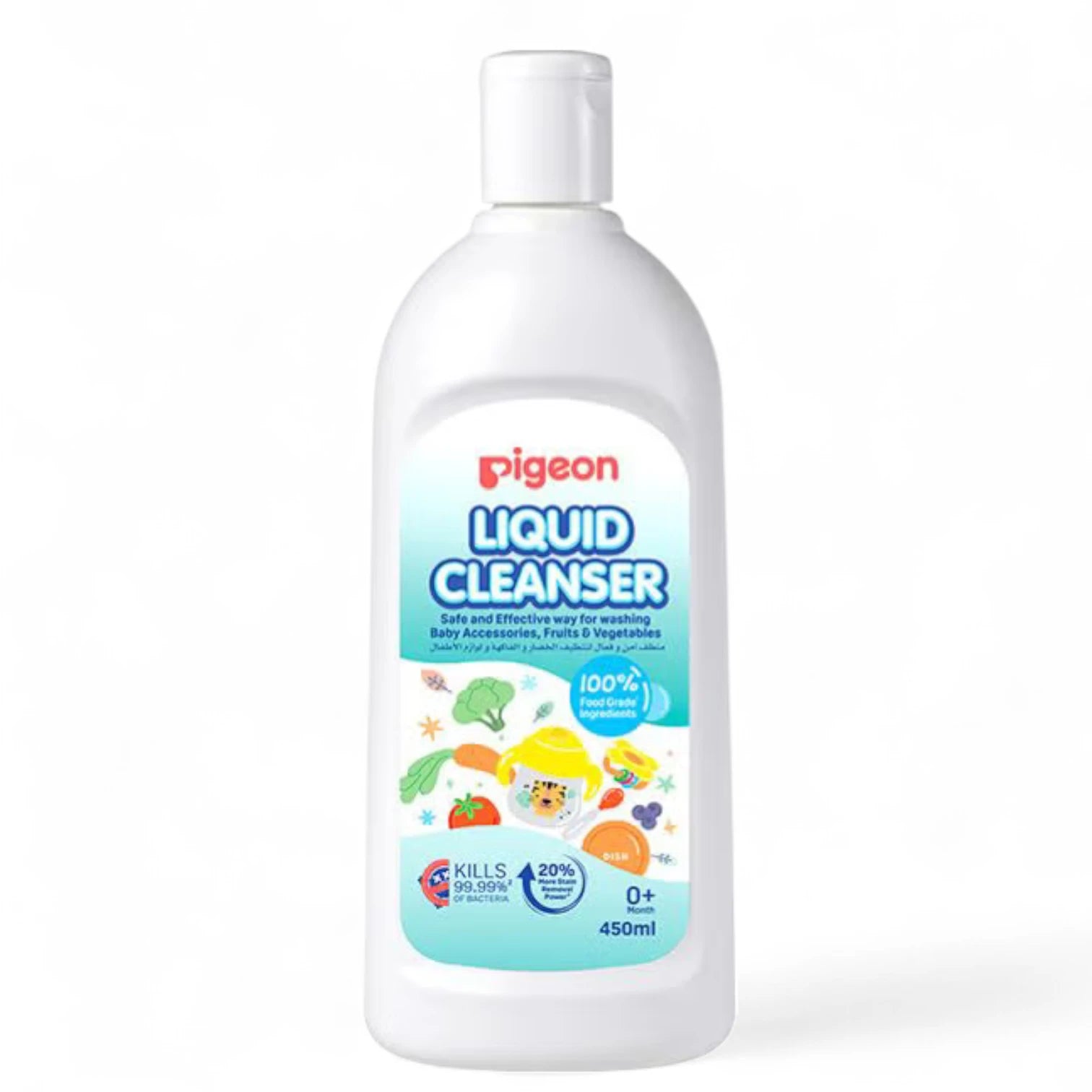 Pigeon Liquid Cleanser for Baby Accessories, Fruits & Vegetables – 450ml | Kills 99.99% Bacteria, Food Grade, Safe for Newborn Use (0+ Months) - Damoo