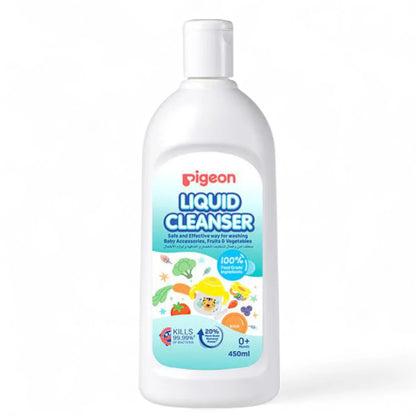 Pigeon Liquid Cleanser for Baby Accessories, Fruits & Vegetables – 450ml | Kills 99.99% Bacteria, Food Grade, Safe for Newborn Use (0+ Months) - Damoo