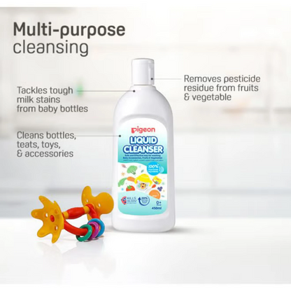 Pigeon Liquid Cleanser for Baby Accessories, Fruits & Vegetables – 450ml | Kills 99.99% Bacteria, Food Grade, Safe for Newborn Use (0+ Months) - Damoo