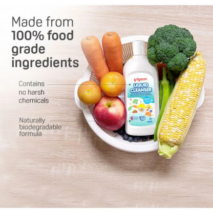 Pigeon Liquid Cleanser for Baby Accessories, Fruits & Vegetables – 450ml | Kills 99.99% Bacteria, Food Grade, Safe for Newborn Use (0+ Months) - Damoo