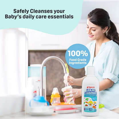 Pigeon Liquid Cleanser for Baby Accessories, Fruits & Vegetables – 450ml | Kills 99.99% Bacteria, Food Grade, Safe for Newborn Use (0+ Months) - Damoo