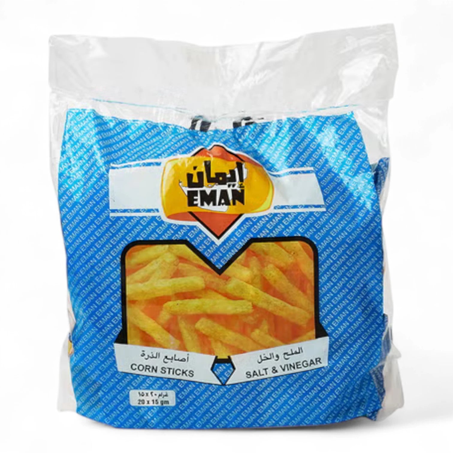 Eman Corn Sticks – Crispy Salt & Vinegar Flavored Snack, 20 Mini Packs × 15g, Light & Crunchy Corn Snack for Anytime Munching - Damoo
