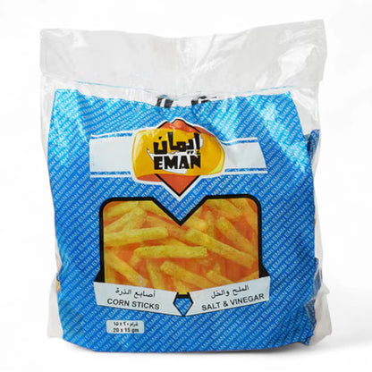 Eman Corn Sticks – Crispy Salt & Vinegar Flavored Snack, 20 Mini Packs × 15g, Light & Crunchy Corn Snack for Anytime Munching - Damoo