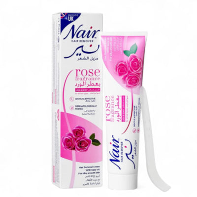 Nair Hair Removal Cream with Rose Fragrance & Baby Oil – 100g | Gentle Hair Removal for Silky Smooth Skin | Dye & Paraben Free | Made in UK - Damoo