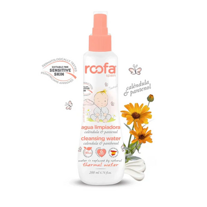 Roofa Natural Cleansing Water 200ml – Alcohol-Free Baby Cleanser with Thermal Spring Water, Calendula & Panthenol | Deep Cleansing & Hydrating for Sensitive Skin - Damoo