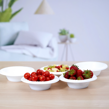 Hotpack 8 oz Plastic Bowls (25-Piece Pack) – Deeper & Thicker Food-Grade PP Bowls, Recyclable White Disposable Bowls Made in UAE - Damoo