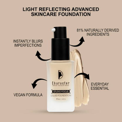 Character Studio Focus Liquid Foundation – Shade Sesame PIF004 | Medium Coverage, Long-Lasting, 40ml - Damoo
