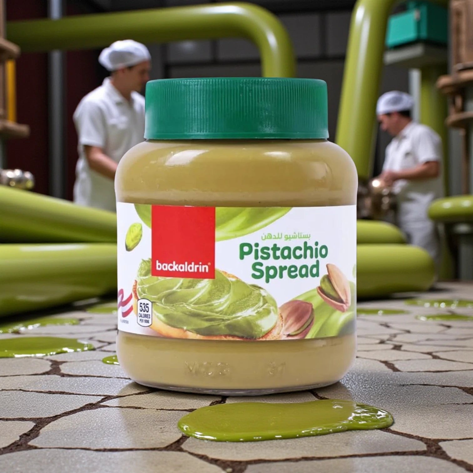 Backaldrin Premium Pistachio Spread – Rich & Creamy Nutty Chocolate Delight – Gourmet Breakfast & Dessert Topping – 350g Jar - Damoo