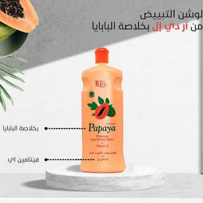RDL Papaya Extract Whitening Hand & Body Lotion with Vitamin E – Brightening, Moisturizing & Anti-Aging Daily Skincare for Soft, Radiant Skin, 600ml - Damoo