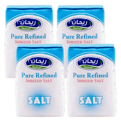 Reihan Iodized Salt 1kg Pack of 4 – Premium Fine Salt with Essential Iodine for Everyday Cooking & Seasoning - Damoo