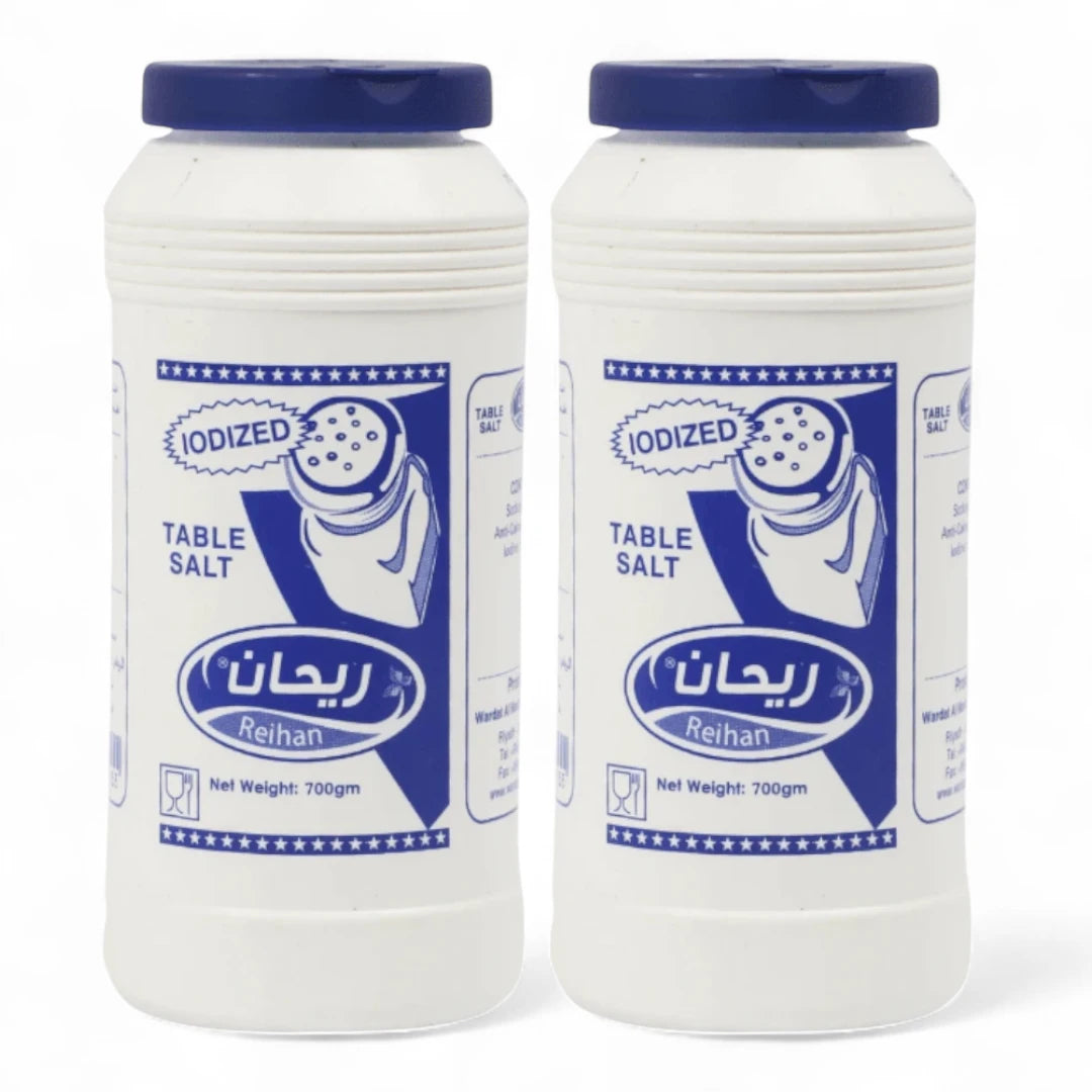 Reihan Table Salt 700g Pack of 2 – Premium Iodized Fine Salt for Cooking, Baking & Seasoning - Damoo