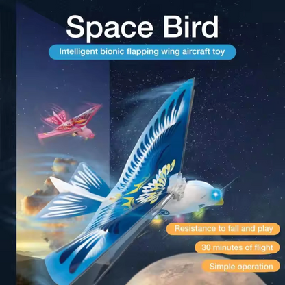 Space Bird Electronic Flying Toy | Self-Flying Bird RC Airplane Drone with Lights 8+ Age | Mini Remote Control Helicopter Glider for Kids & Adults Outdoor Play