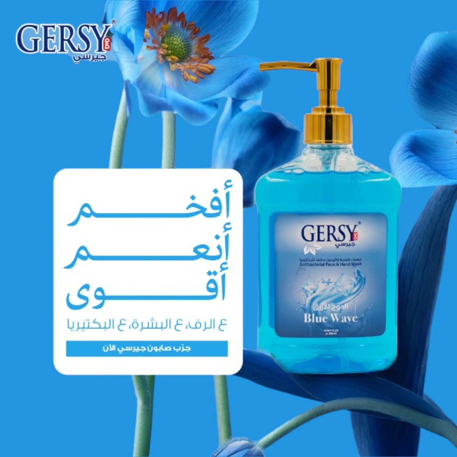 Gersy Blue Wave Antibacterial Face & Hand Wash – Pack of 2 x 500ml | Deep Clean with Ocean Fresh Scent | Gentle & Effective Cleanser - Damoo