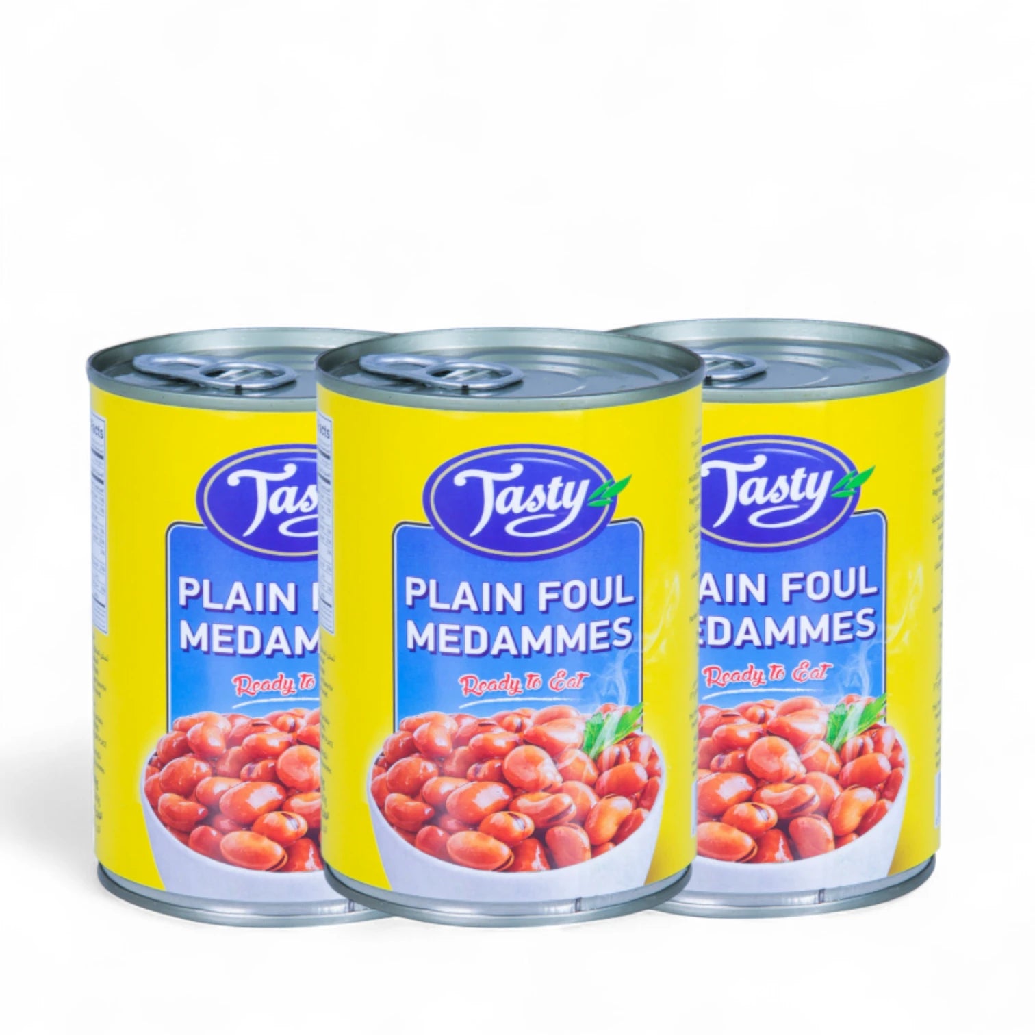 Tasty Plain Foul Medammes – Ready-to-Eat Fava Beans, 400g Can (Pack of 3) – Traditional Middle Eastern Flavor - Damoo