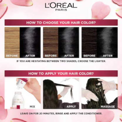 L'Oreal Paris Excellence Creme Triple Care Permanent Hair Colour 1.0 Black – Deep Rich Black, 100% Grey Coverage, Nourishing Triple Care Protection with Pro-Keratin, Ceramide & Collagen - Damoo