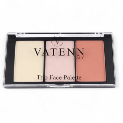 Vatenn Italy Trio Face Palette TFP804 Star Dust | Highlighter, Blush & Contour | Travel-Friendly Face Makeup Palette Made in Italy - Damoo