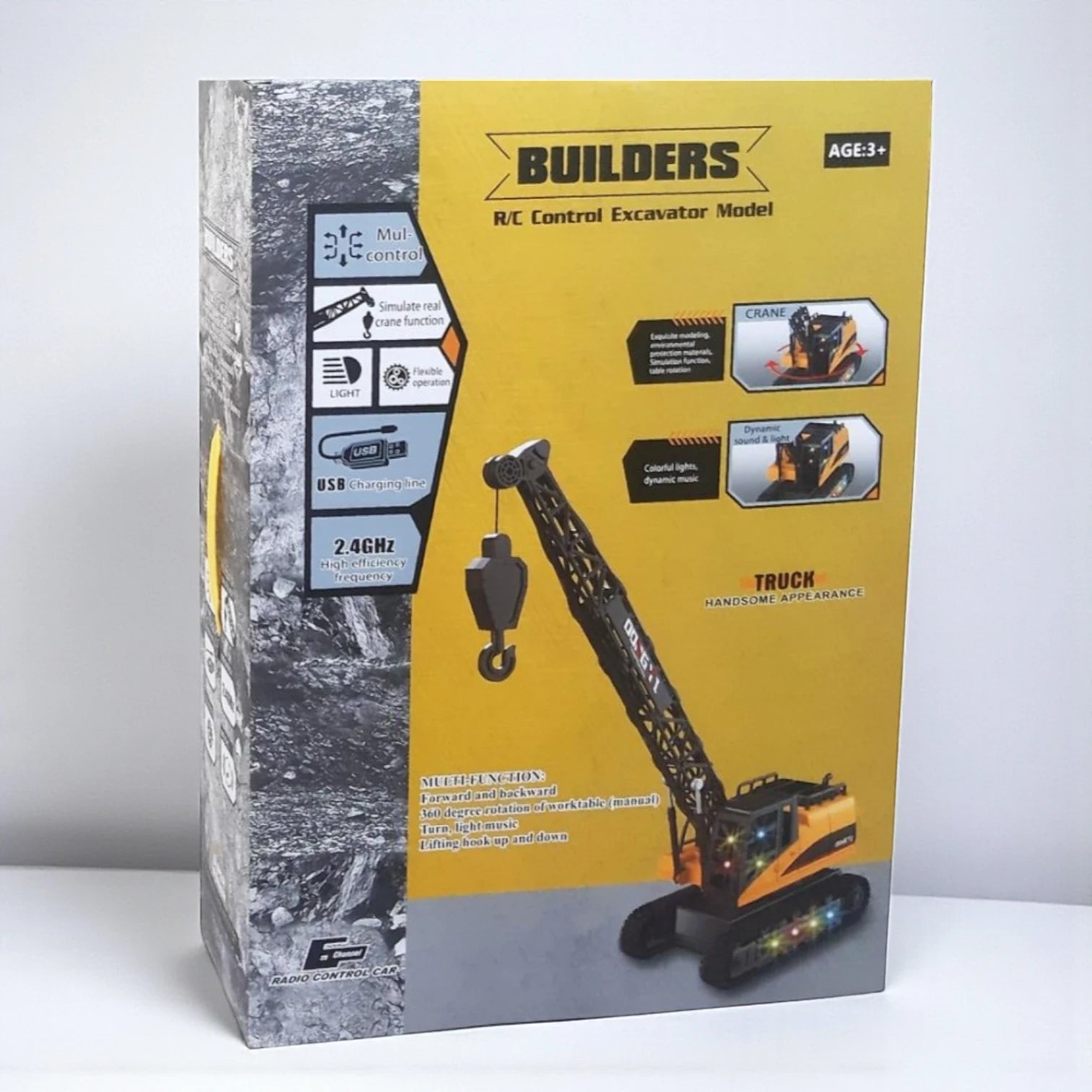 DONG YI RC Crawler Crane Toy – 1:12 Scale Construction Vehicle with 360° Rotating Tower, 40cm Height, 2.4GHz Remote Control
