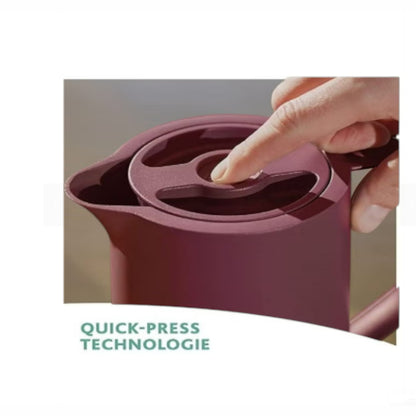 Emsa Motiva Vacuum Jug 1L – Wine Red | Nordic Design Insulated Flask with Quick-Press Closure – Keeps Drinks Hot for 12 Hours & Cold for 24 Hours | Made in Germany - Damoo