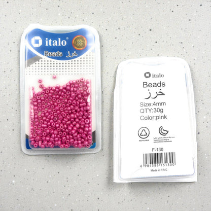 Italo Beads Pink 4mm (30g) – Decorative Craft Beads for DIY Jewelry Making, Bracelets, Necklaces & Creative Projects - Damoo