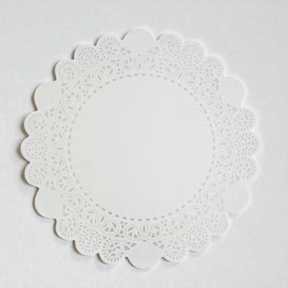 Falcon Round White Doyley Paper for Cakes, Desserts & Food Presentation – Grease Absorbent Decorative Paper Mats (Pack of 250) - Damoo