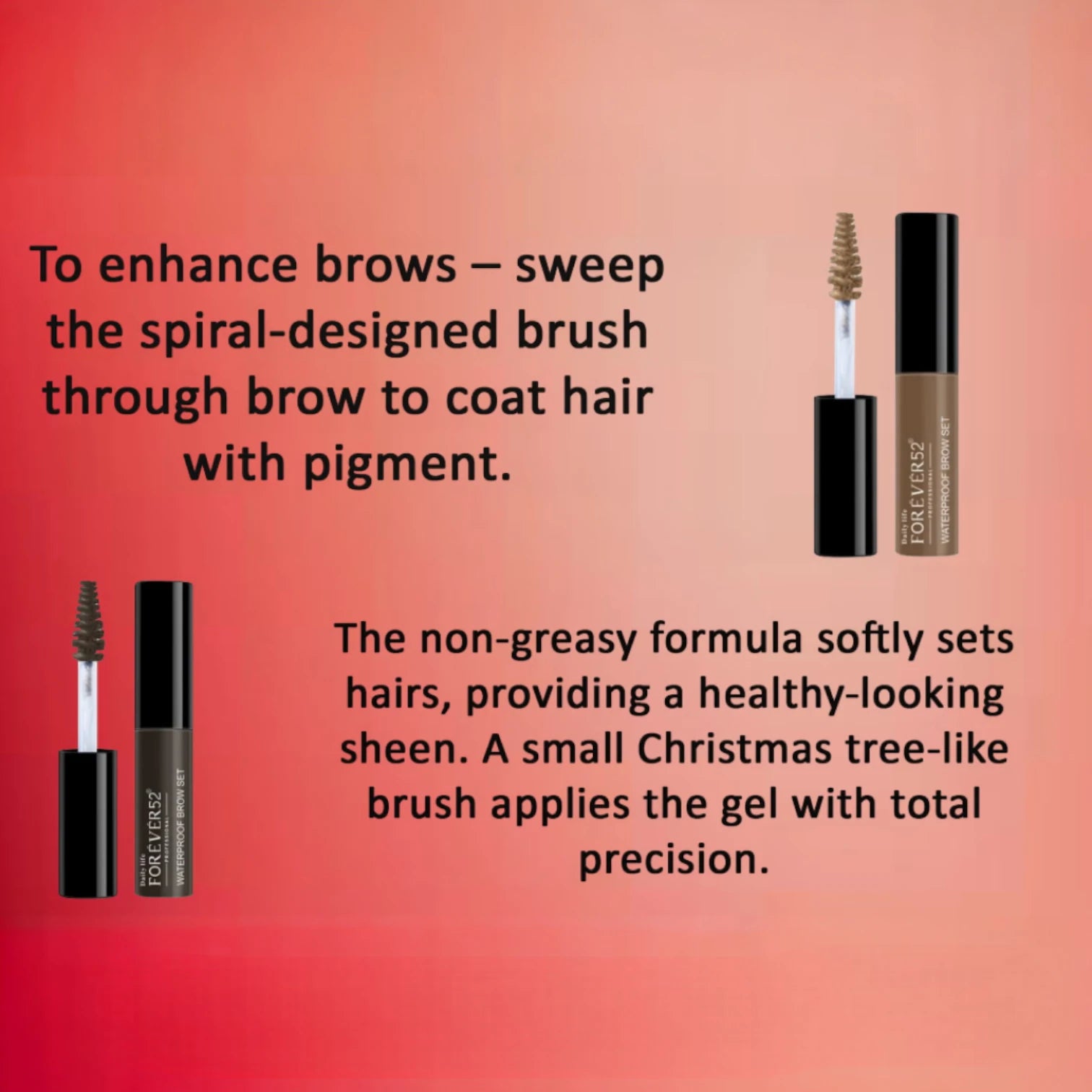 Forever52 Waterproof Brow Set – Coal Brown (WBS006) | Long-Lasting Brush-On Brow Gel, Smudge-Proof, Sweat-Resistant & Natural Finish - Damoo