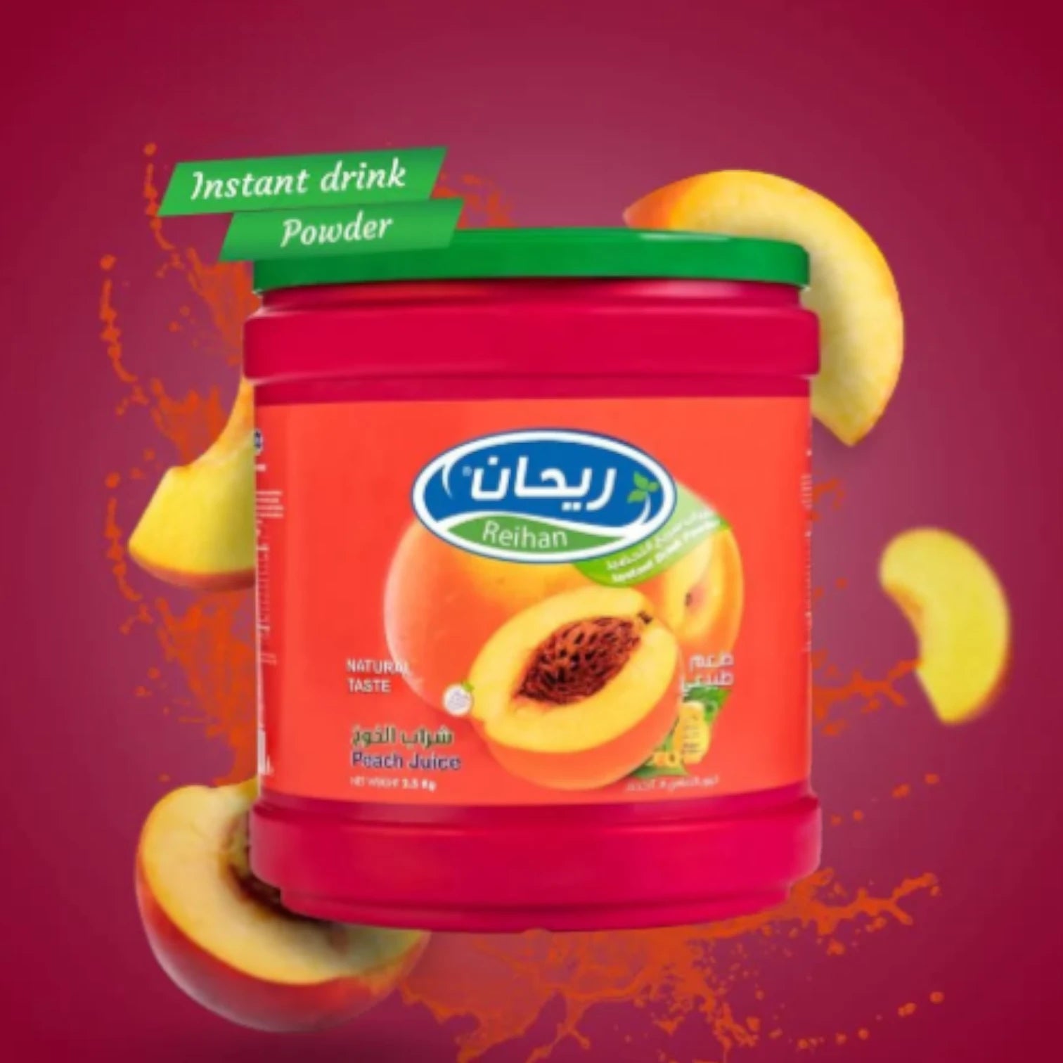 Reihan Peach Instant Drink Powder – 2.5kg | All Natural | Refreshing Fruity Beverage Mix | Easy to Prepare, Perfect for Summer - Damoo