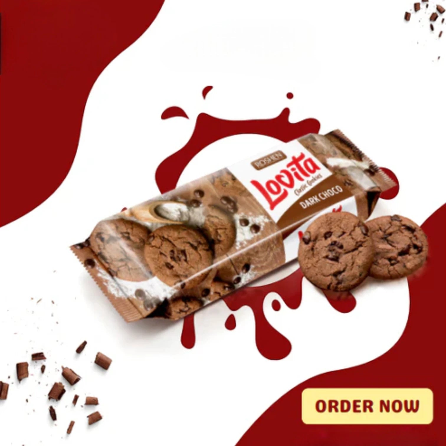 Roshen Lovita Cocoa Cookies with Coating Drops – Pack of 3 | Halal Certified | Premium Chocolate Chip Cookies - Damoo