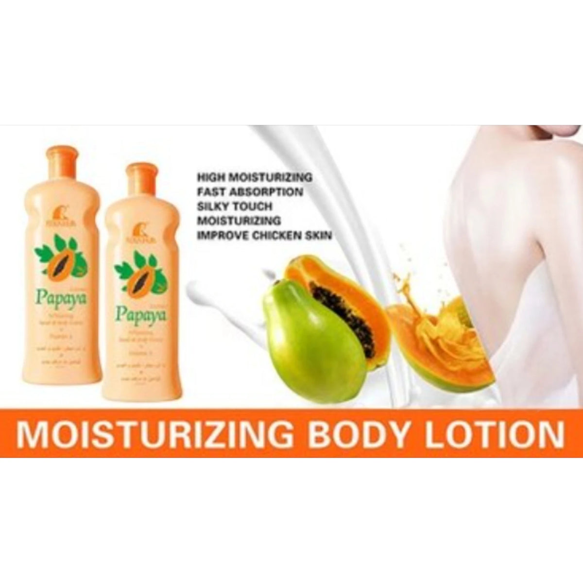 RDL Papaya Extract Whitening Hand & Body Lotion with Vitamin E – Brightening, Moisturizing & Anti-Aging Daily Skincare for Soft, Radiant Skin, 600ml - Damoo