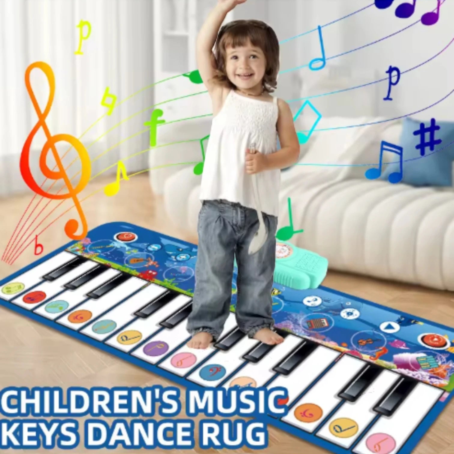 Piano Music Dance Mat for Kids – Touch-Sensitive Musical Playmat with 24 Keys, 8 Instruments, Record & Play Functions, Foldable Non-Slip Design