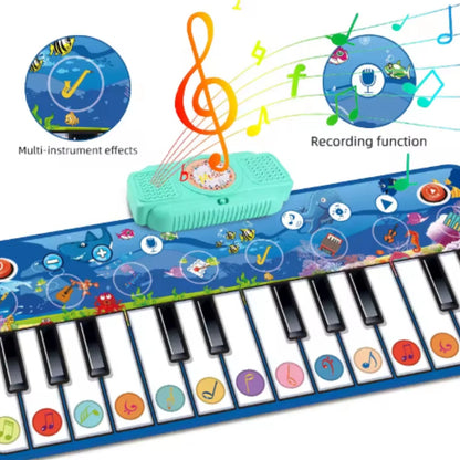Piano Music Dance Mat for Kids – Touch-Sensitive Musical Playmat with 24 Keys, 8 Instruments, Record & Play Functions, Foldable Non-Slip Design