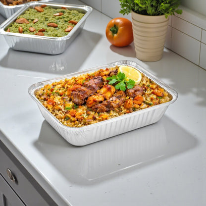 Packers Aluminium Foil Containers with Lid – Safe & Hygienic Disposable Food Trays (10-Piece Pack) - Damoo