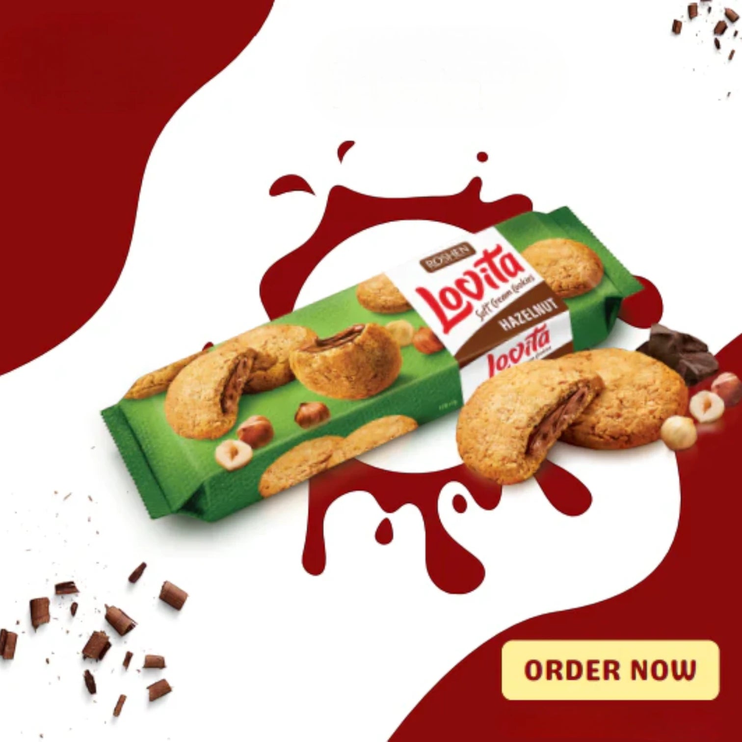 Roshen Lovita Soft Cream Cookies – Hazelnut 3 x 127g Packs | Rich Hazelnut Cream Filling | Halal Certified | No Preservatives or Food Colors | Premium Ukrainian Snack - Damoo