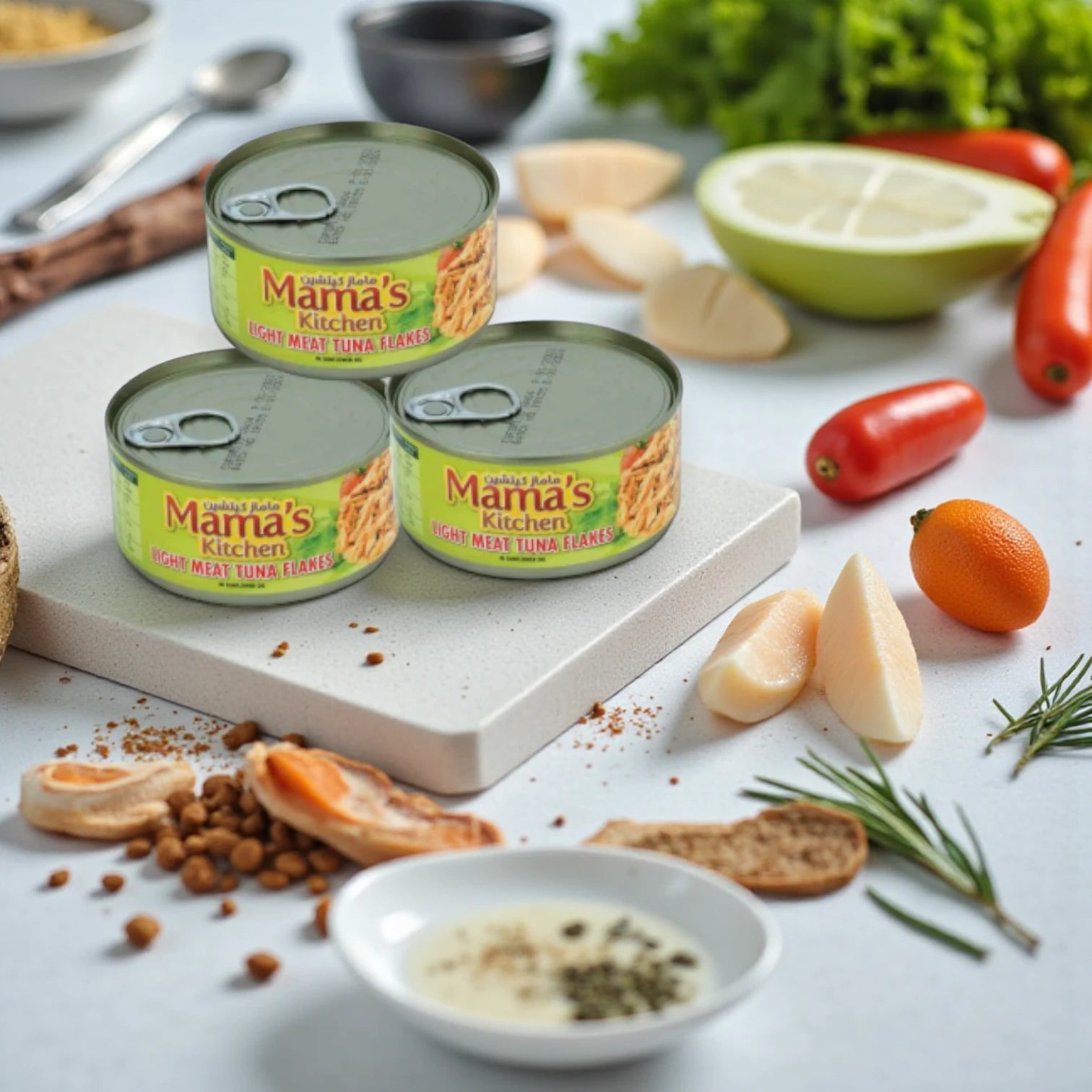 Mama’s Kitchen Light Meat Tuna Flakes in Sunflower Oil – 3 x 185g | Ready-to-Eat, Heart-Friendly, High-Protein Tuna for Everyday Meals & Keto Recipes - Damoo