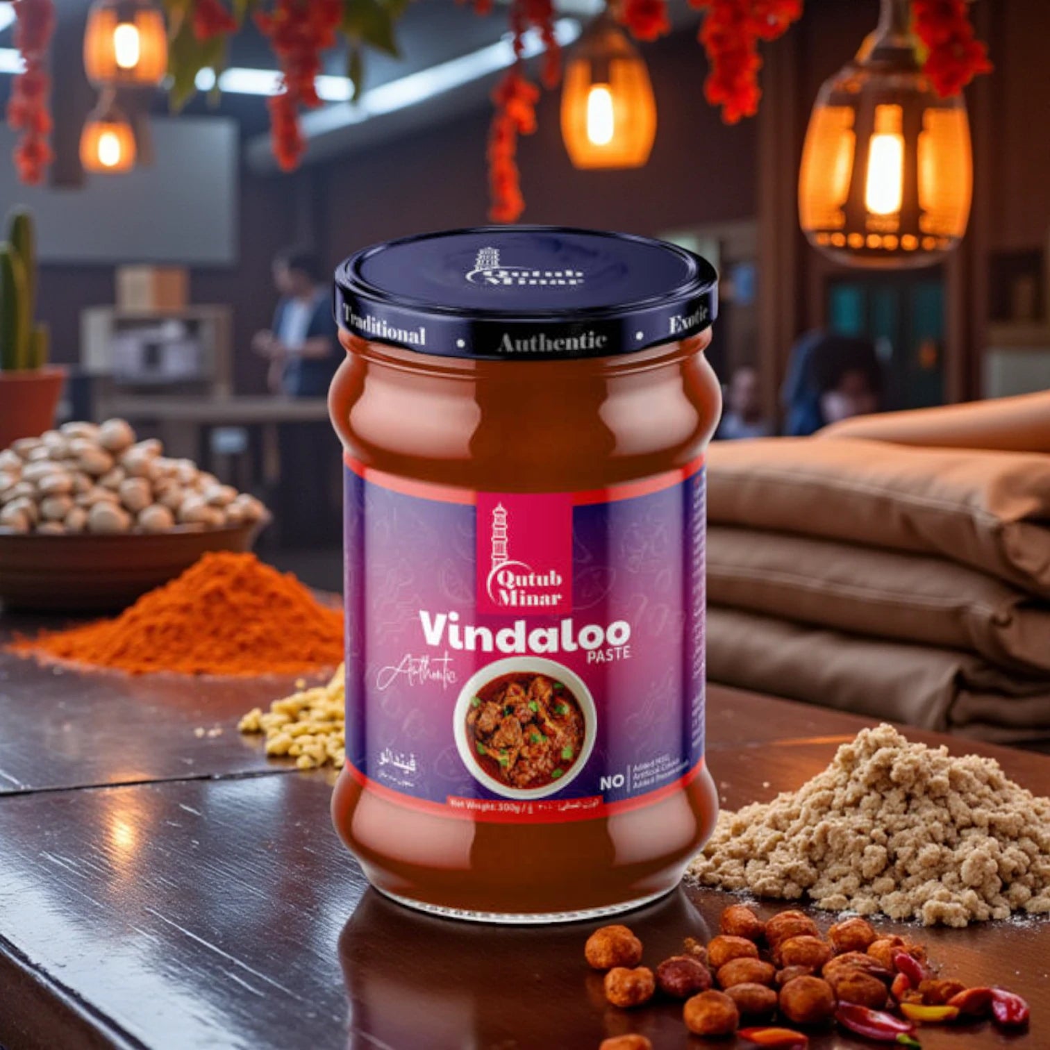 Qutub Minar Vindaloo Paste – 300g | Spicy, Authentic Indian Curry Marinade | No MSG, No Preservatives, Halal - Damoo