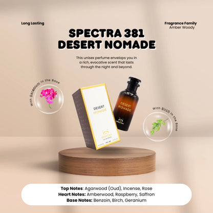 Spectra 381 Desert Nomade Eau De Parfum – 100ml Unisex Amber & Woody Fragrance, Long-Lasting Nighttime Perfume for Fall & Winter - Damoo
